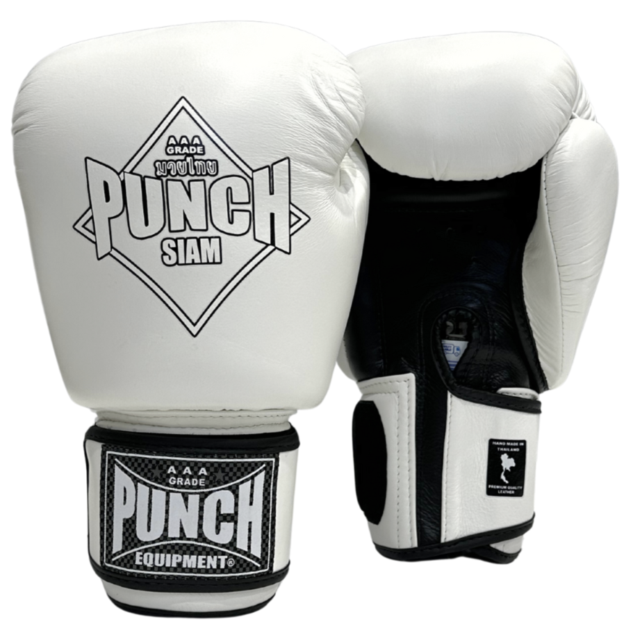 BOXING GLOVES - Siam™ - LEATHER - WHITE - 12OZ